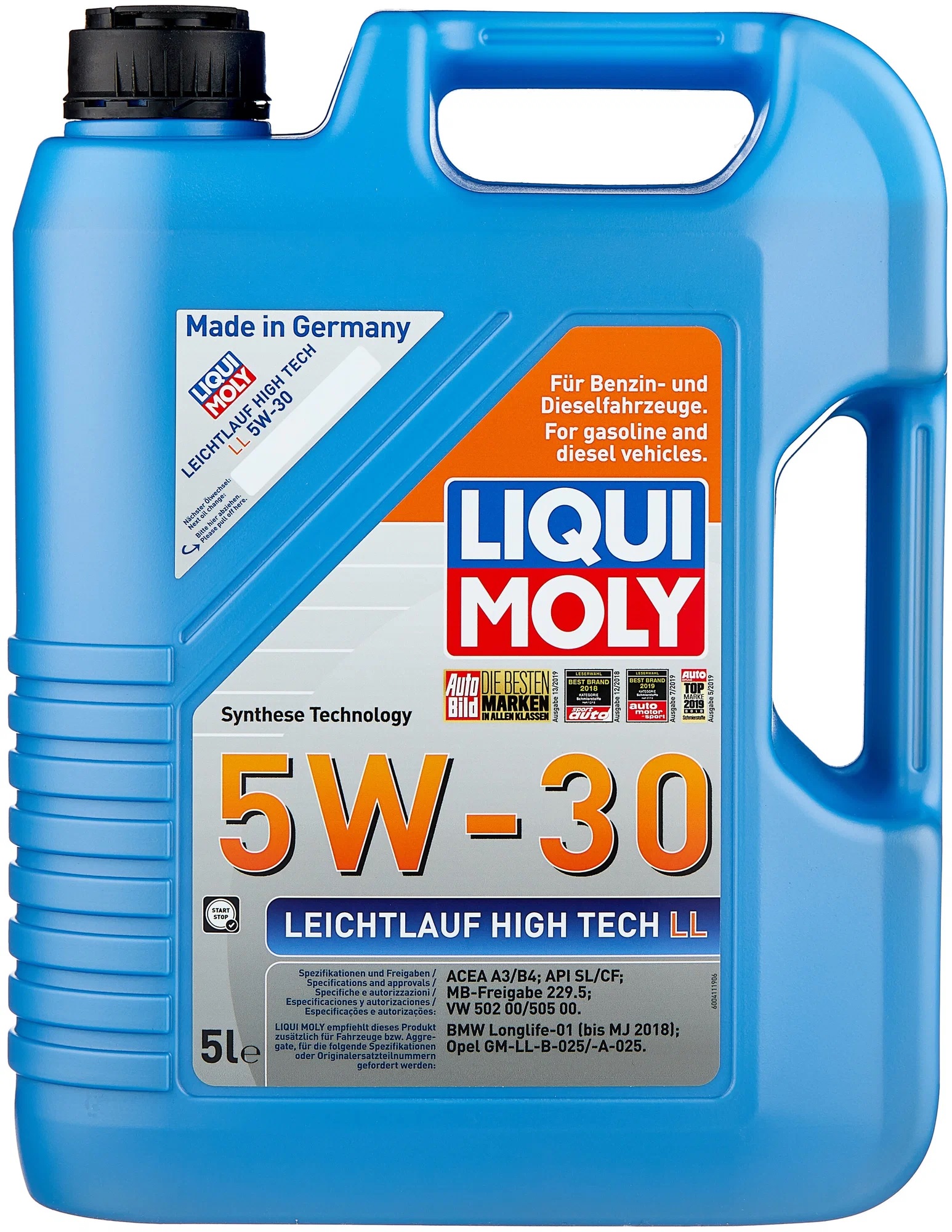 Масло мот. LIQUI MOLY Leichtlauf HT LL A3/B4 SL/CF 5/30 синт 5л