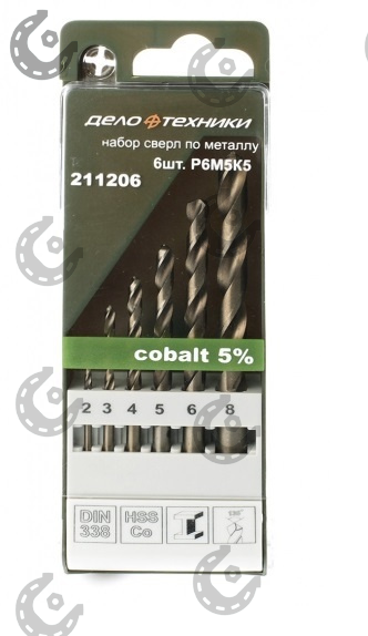 Сверла по металлу набор cobalt 5 2,3,4,5,6,8мм ДТ (к-т6предм.)