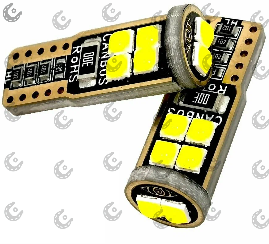 Лампочка-светодиод W5W 12V SMD-3030 белый 10-диодов с обманкой