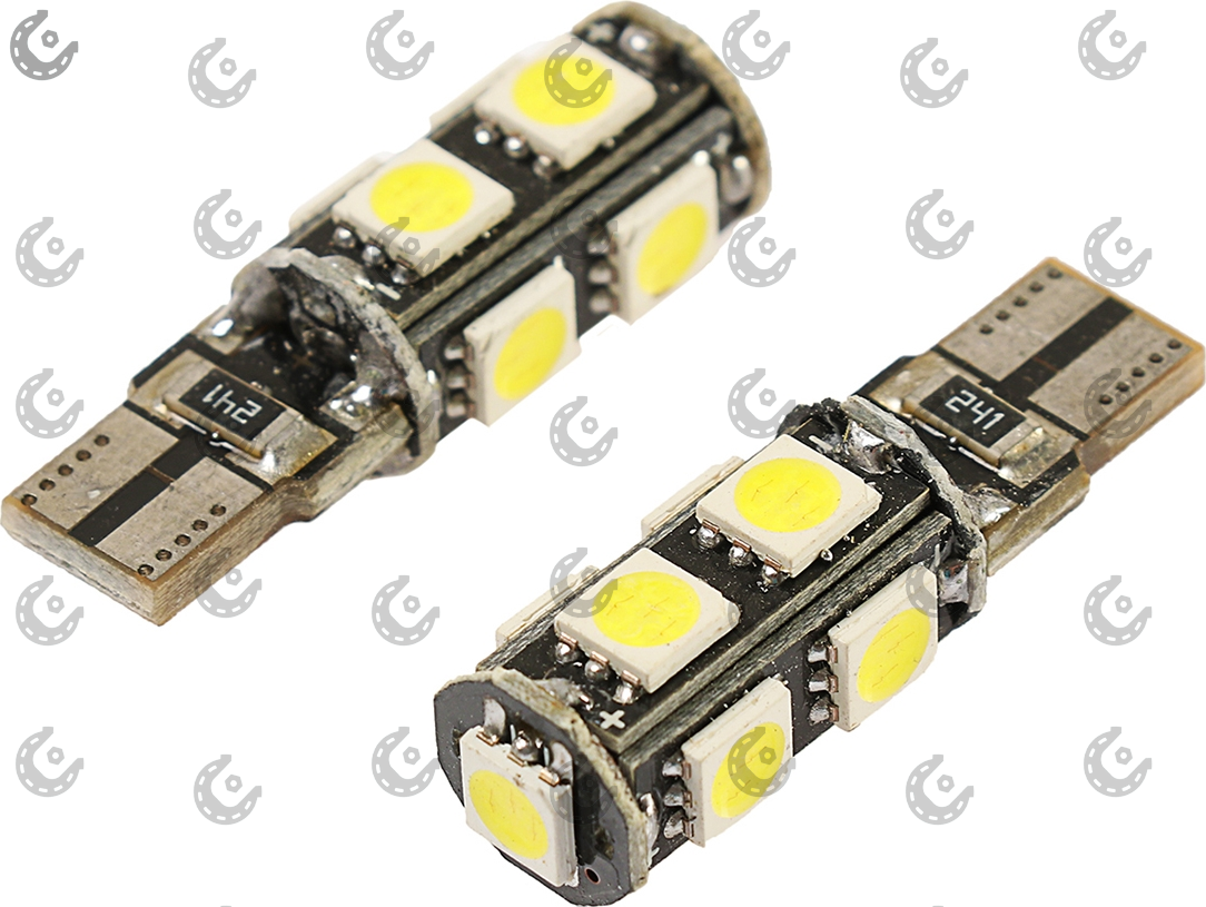 Лампочка-светодиод W5W 12V SMD-5050 белый 9-диодов с обманкой