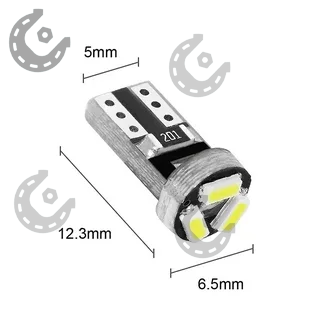 Лампочка-светодиод W5W 12V SMD-5630 белый 3-диода с обманкой