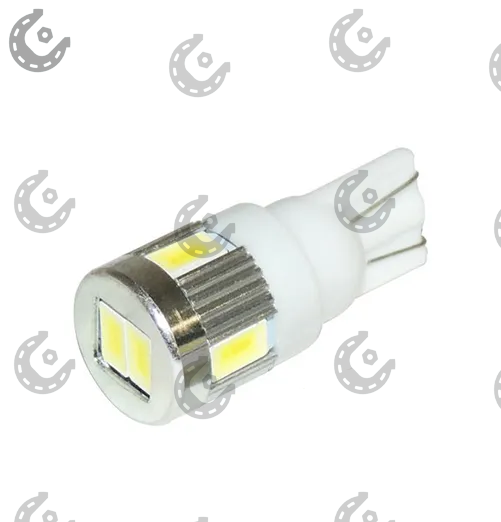 Лампочка-светодиод W5W 12V SMD-5630 мет.корп. белый 6-диодов