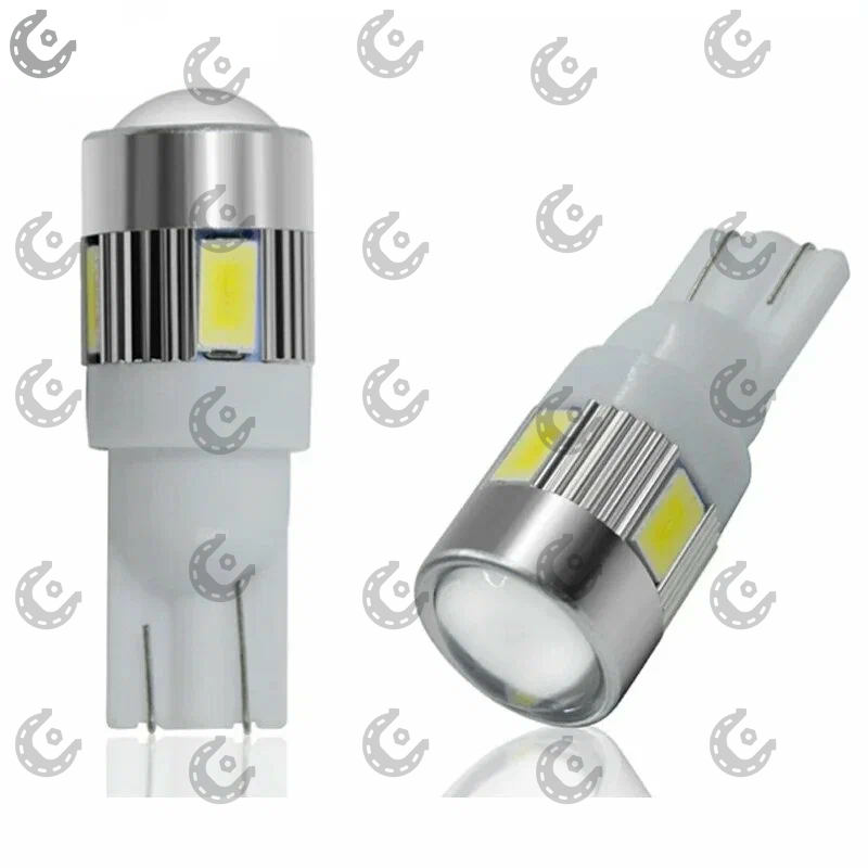 Лампочка-светодиод W5W 12V SMD-5630+линза белый 10-диодов мет.корп.