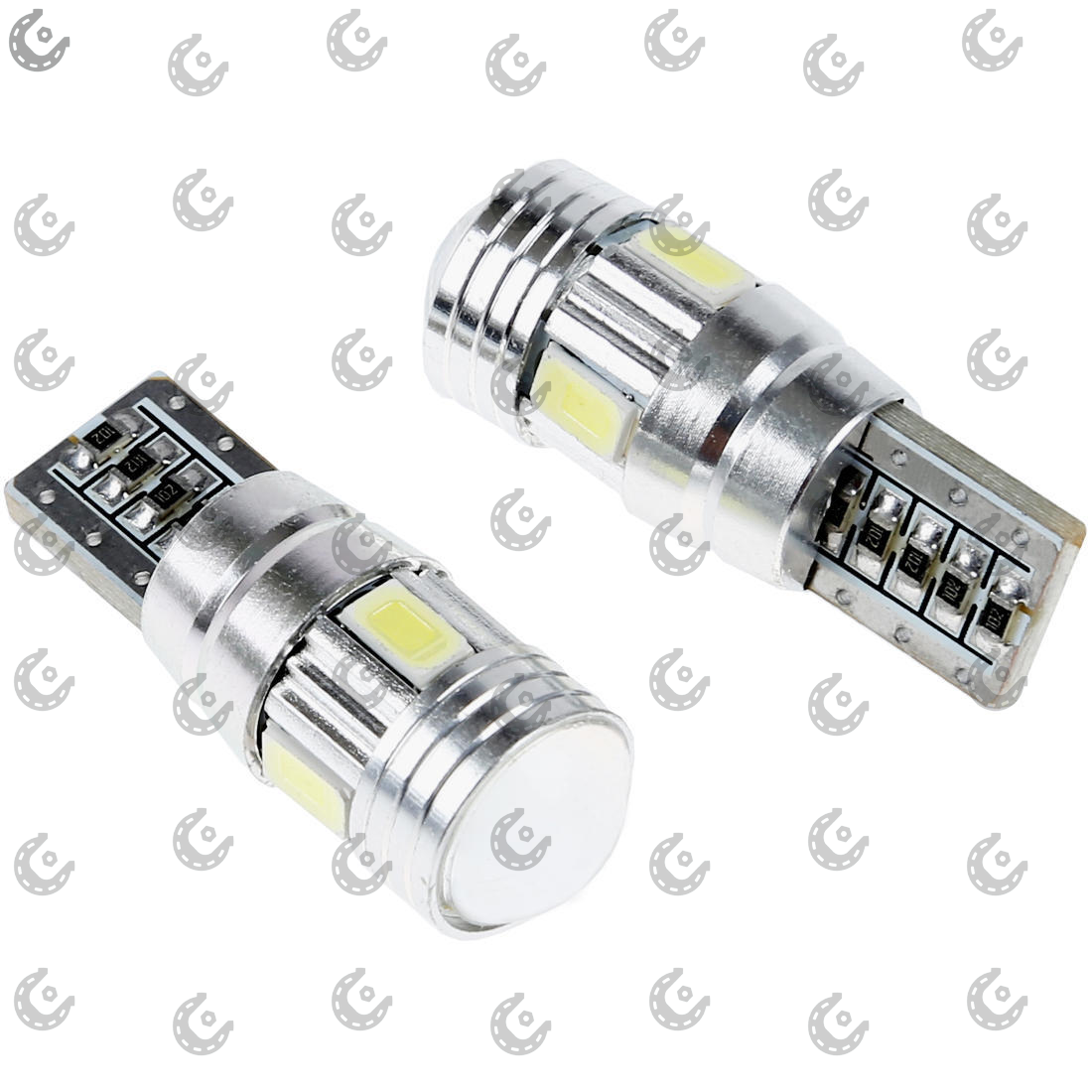 Лампочка-светодиод W5W 12V SMD-5630+линза белый 6-диодов мет.корп.