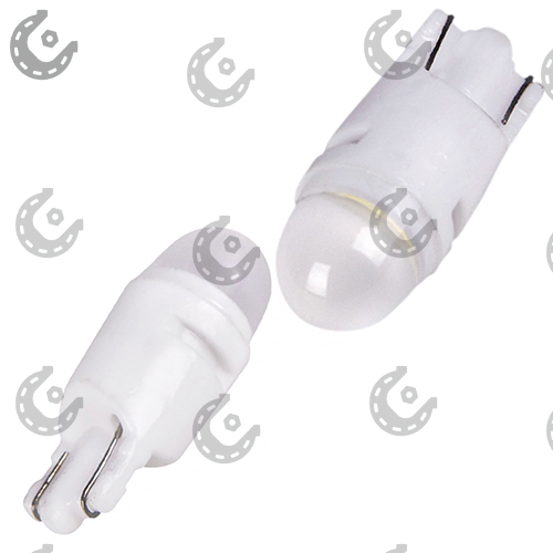 Лампочка-светодиод W5W 12V керамика (линза) белый 2-диода линза (конус)