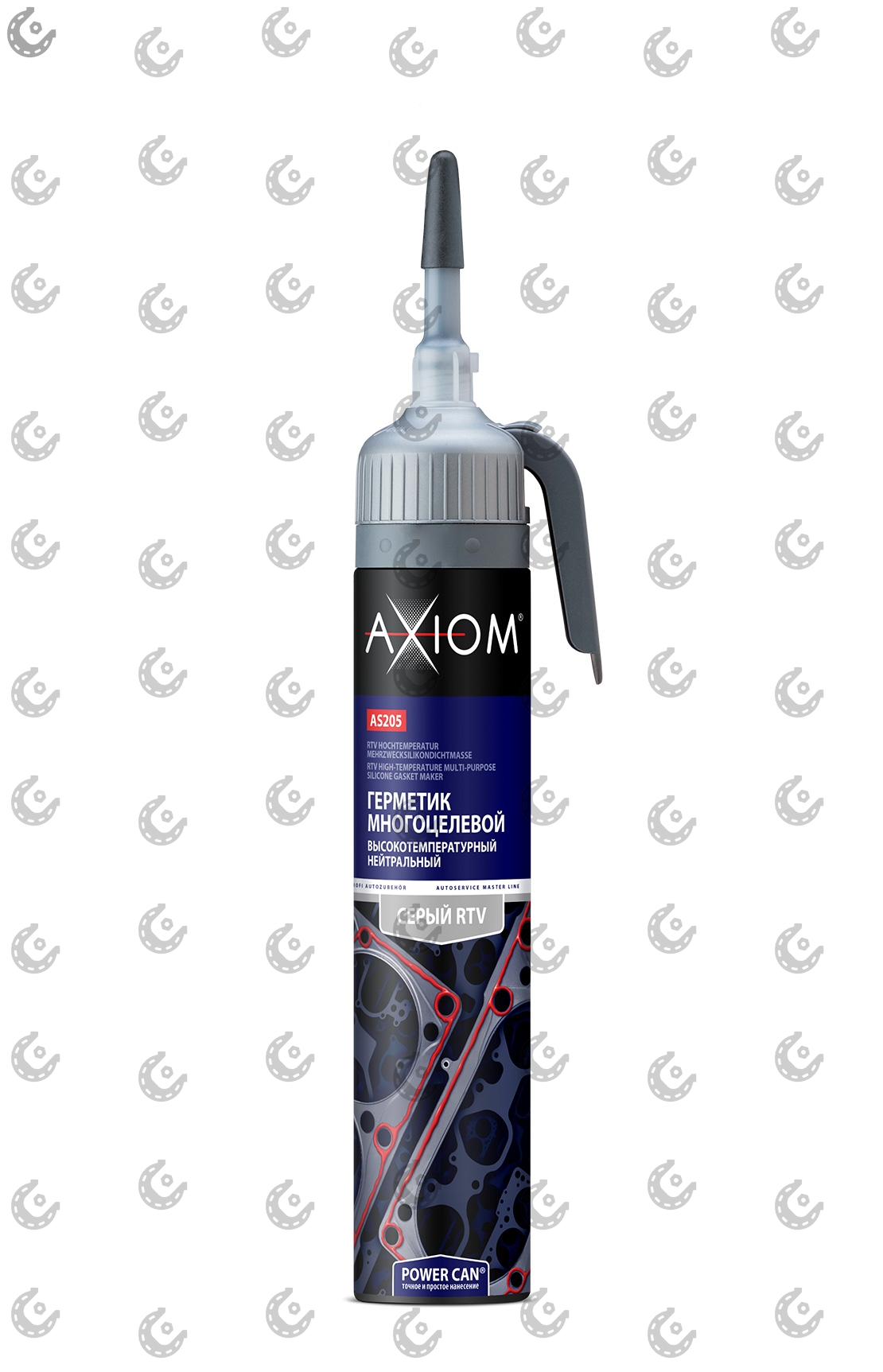 Герметик силикон. AXIOM автоподача высокотемпературный серый 200гр AS205